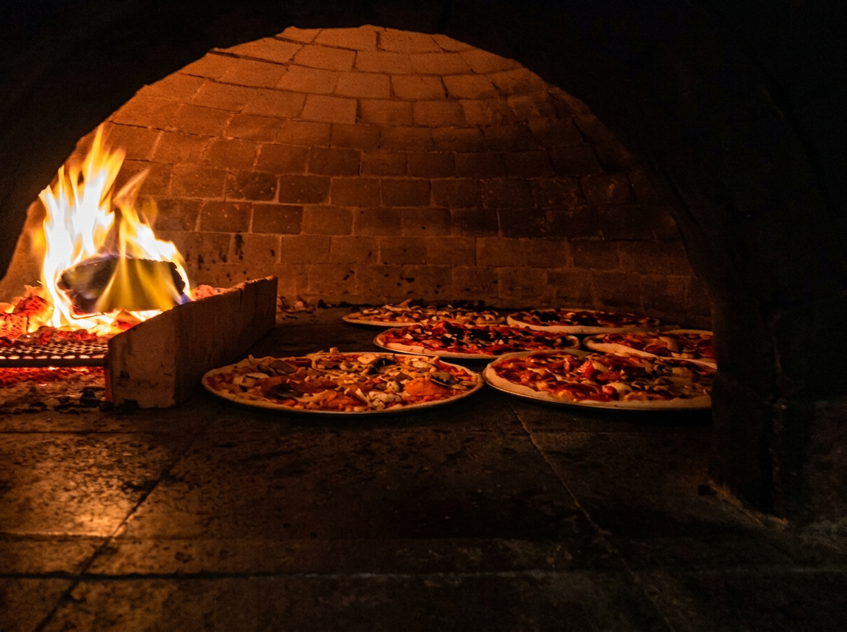 Commercial wood-fired oven in service